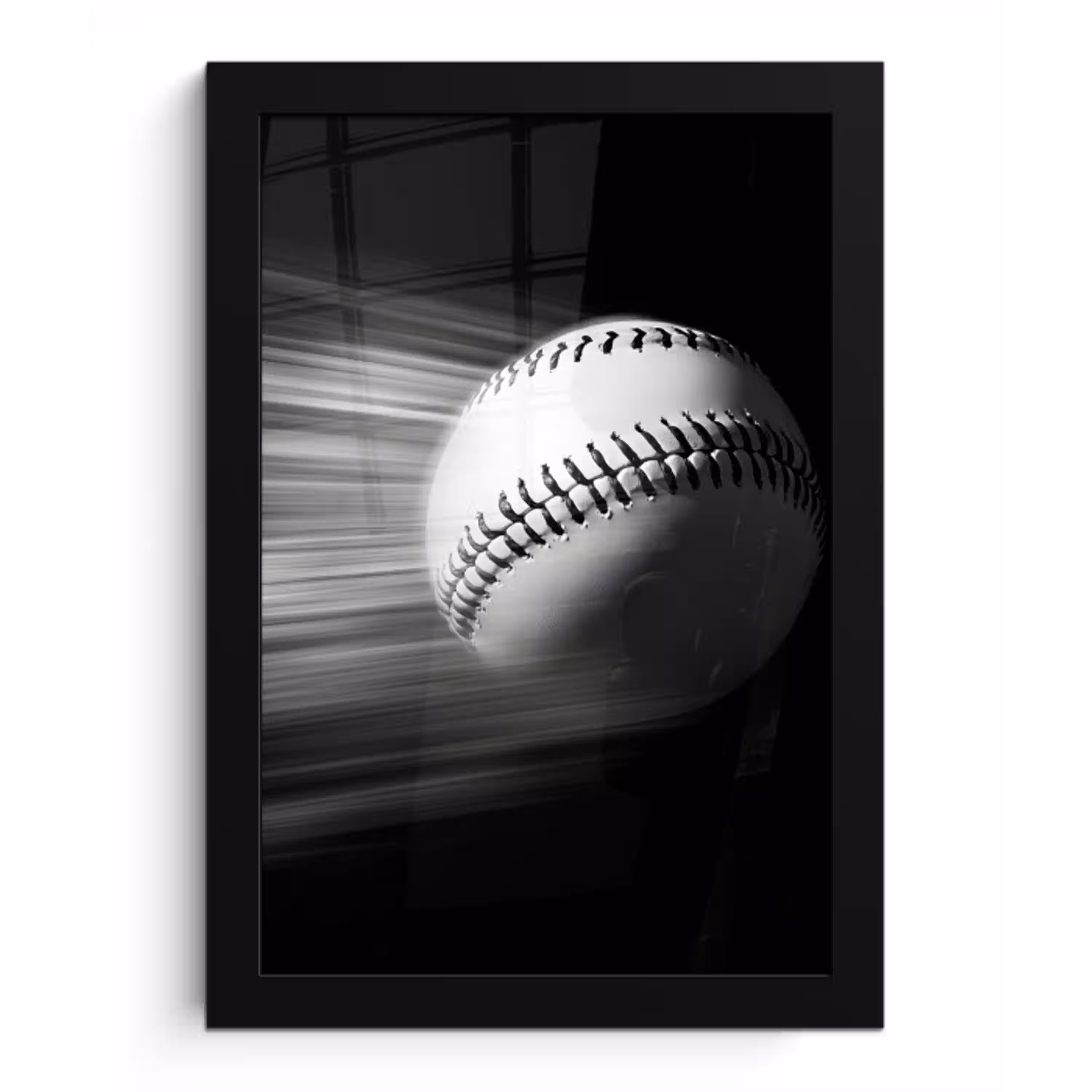 Honkbal - Wit - Vliegt fotolijst zwart zonder passe partout klein -3d