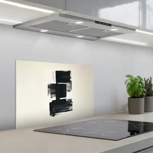 Rechthoeken - Penseelstreken - Abstract - Zwart keuken achterwand spatscherm klein -3d_schuin
