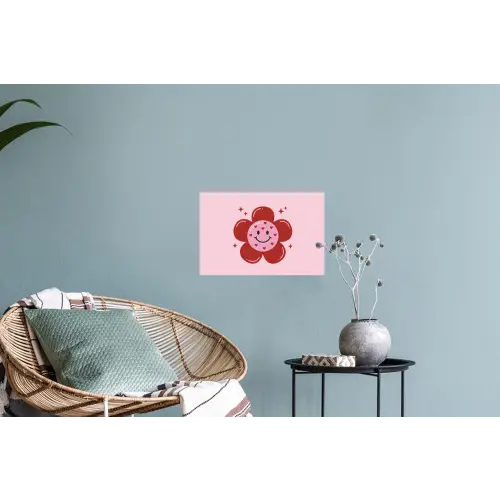Bloem - Roze - Hartjes Muursticker klein -plant