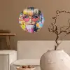 Expressief - Milkshake - Vrouw - Felle kleuren Wandcirkel behangsticker klein -sfeer1
