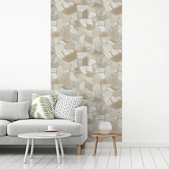Mozaïek - Stenen - Beige fotobehang vinyl groot 64 -woonkamer