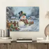 Sneeuwpop - Winterdorp - Kleurrijk PET vilt klein -sfeer1