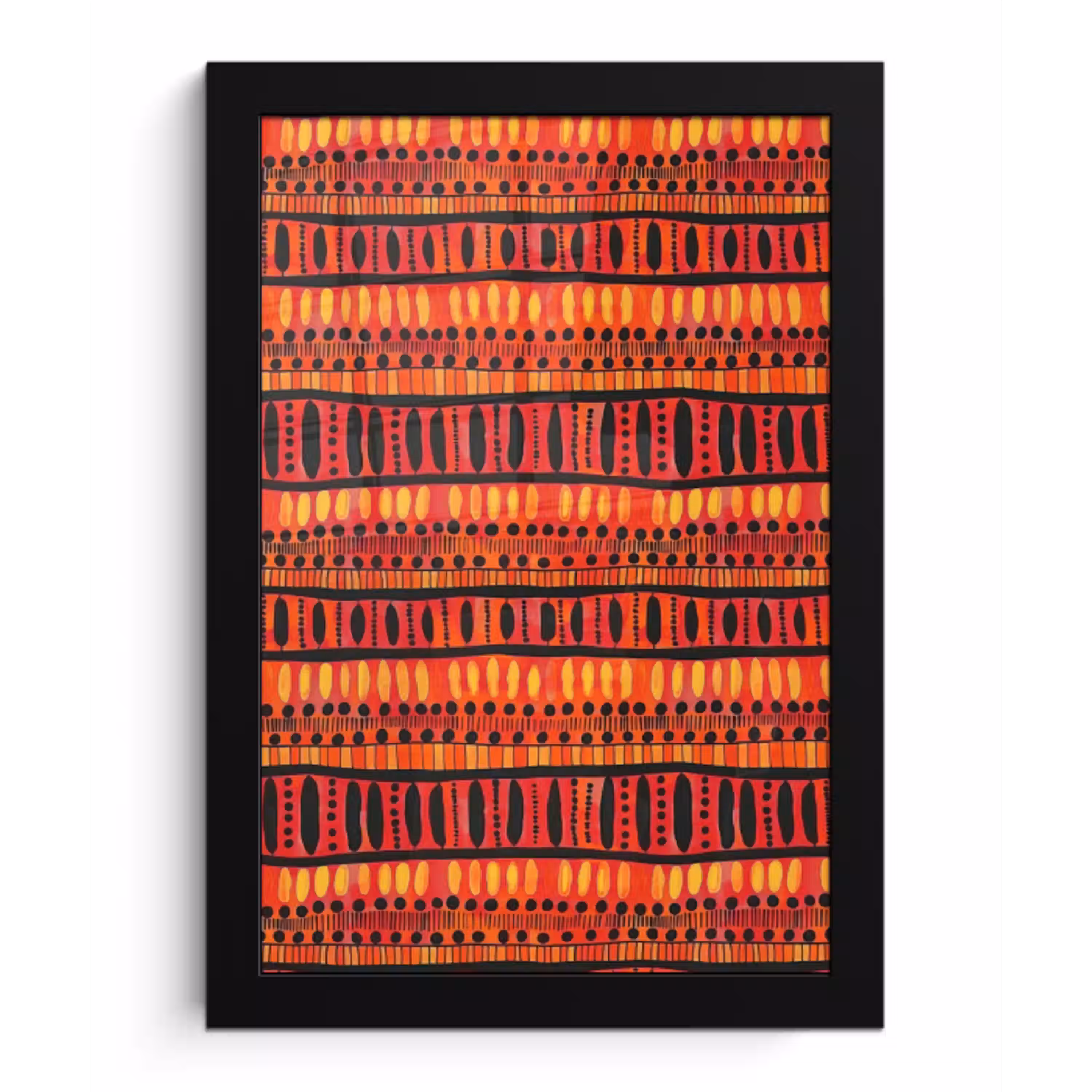 Rood - Oranje - Etnisch - Expressief - Patroon fotolijst zwart zonder passe partout klein 224 -3d