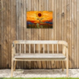 Zonnebloem - Mozaïek - Zonsondergang - Geel Tuinposter op houten frame 2 cm dik klein -sfeer4