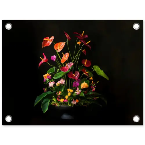 Bloemen - Vaas - Kleurrijk tuinposter los doek klein -3d