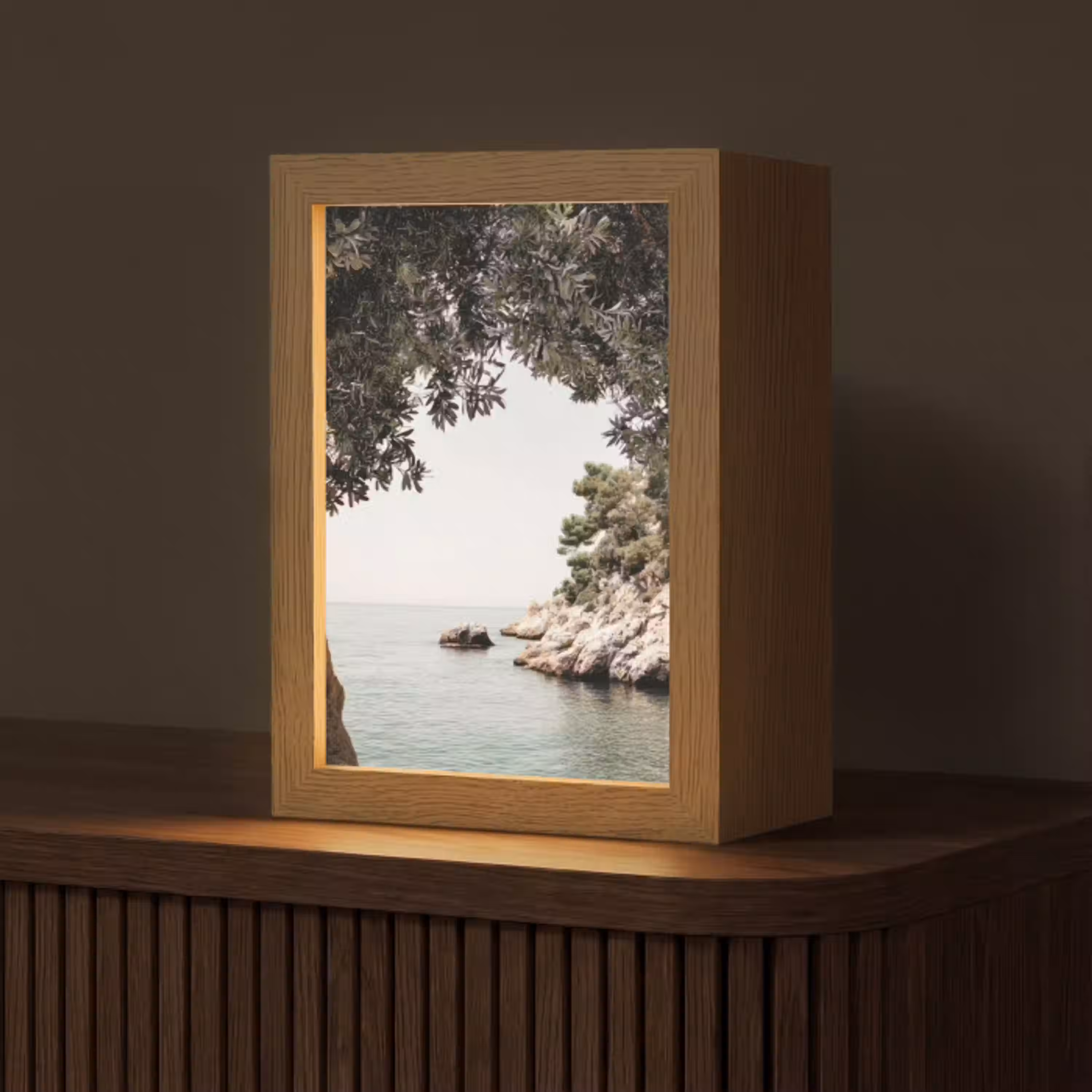 Rotsen - Zee - Boom - Groen Light Box met kabel (Tafellamp) klein -z3d_website