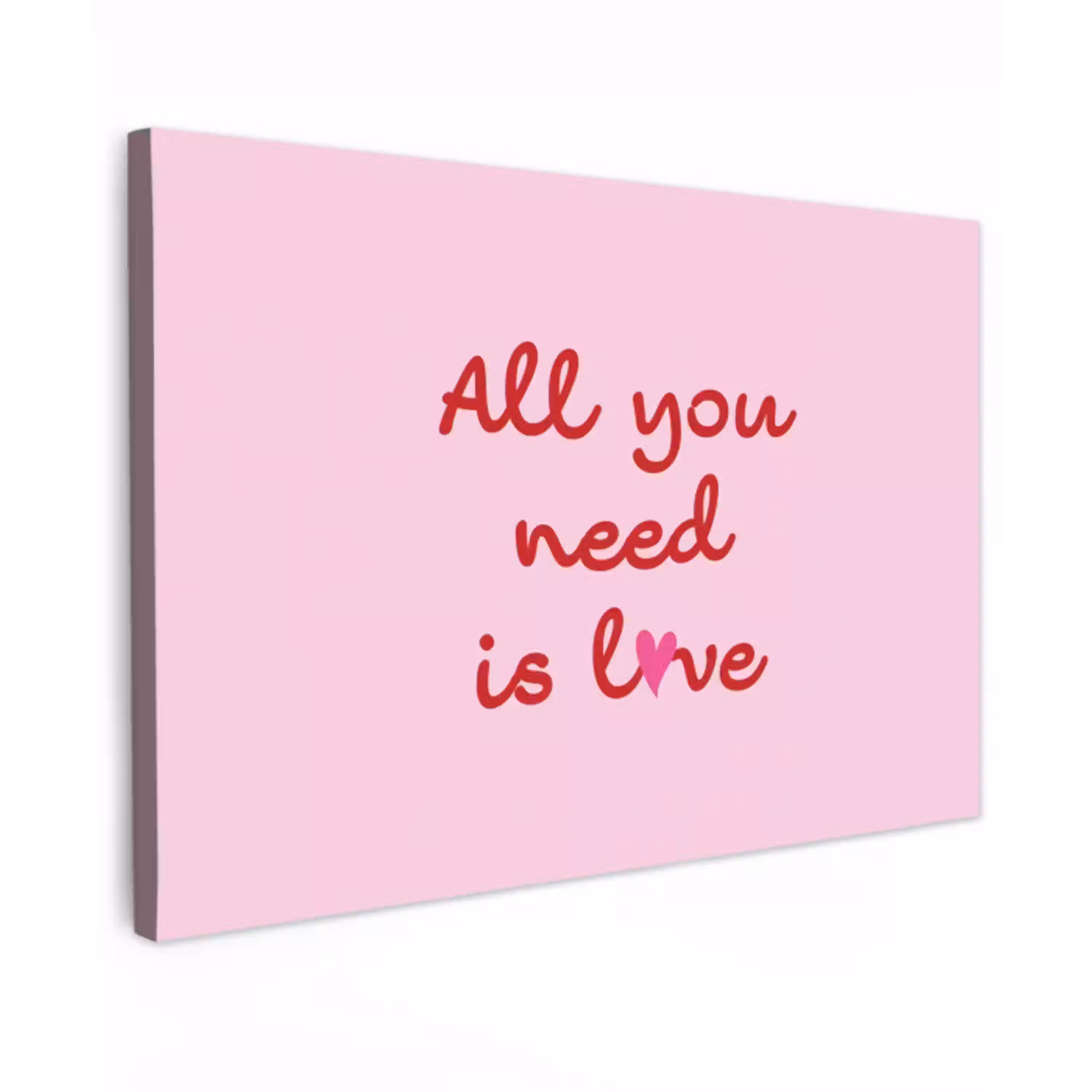 Tekst - Roze - Love - Hart canvas 2cm klein -z3d