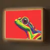 Kikker - Kleurrijk - Strepen - Ogen Light Box met batterij (Wandlamp) middel -z3d_website