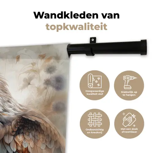 Arend - Adelaar - Vogel - Bloemen - Natuur Wandkleed katoen klein -sfeer2