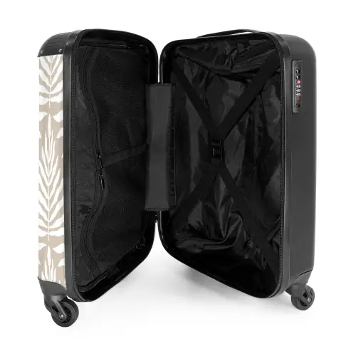Patroon van bladeren in beige met wit NBS - Handbagage koffer - Kinderen Unisex middel -binnenkant