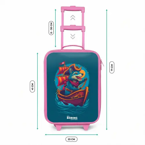 Piraten wasbeer op een boot Kinderkoffer - Roze klein -productfoto_formaten