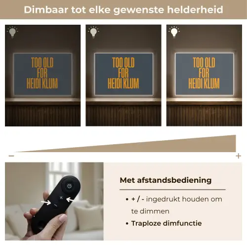 Too old for heidi klum - Geel - Blauw Light Box met batterij (Wandlamp) middel -USP_dimbaarNL