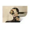 Gezicht - Bloemen - Zwart - Vrouw Muursticker klein -3d