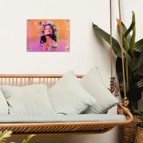 Portret - Bloemenkroon - Vrouw tuinposter los doek klein -sfeer7
