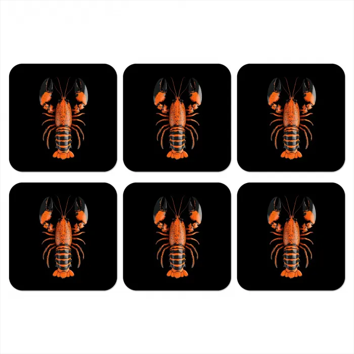 Kreeft - Oranje - Zwart - Modern onderzetter kurk middel -3d