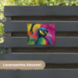 Pauw - Veren - Verfspatten - Paars tuinposter los doek klein -sfeer3