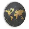 Wereldkaart - Goud - Marmer Akoestische PET Vilt - Rond klein -3d