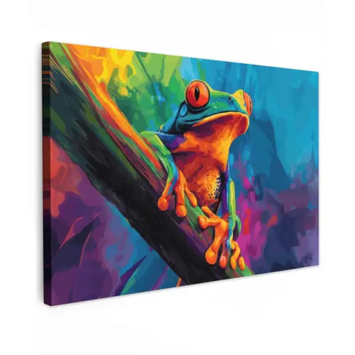 Kikker - Felgekleurd - Tak - Regenboog canvas 2cm klein -z3d