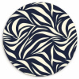 Bladvormen - Blauw - Patroon - Wit Wandcirkel kunststof plaat 5mm dik klein 188 -3d