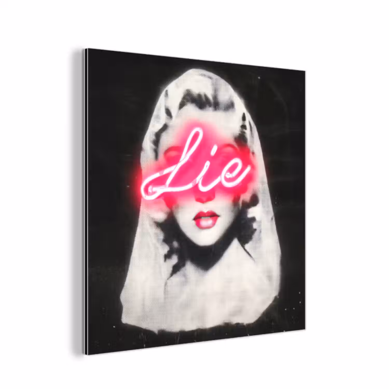 Aluminium schilderij - Neon - Letters - Vintage - Vrouw