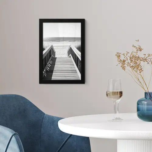 Loopbrug - Hout - Strand - Zee fotolijst zwart zonder passe partout klein -sfeer4