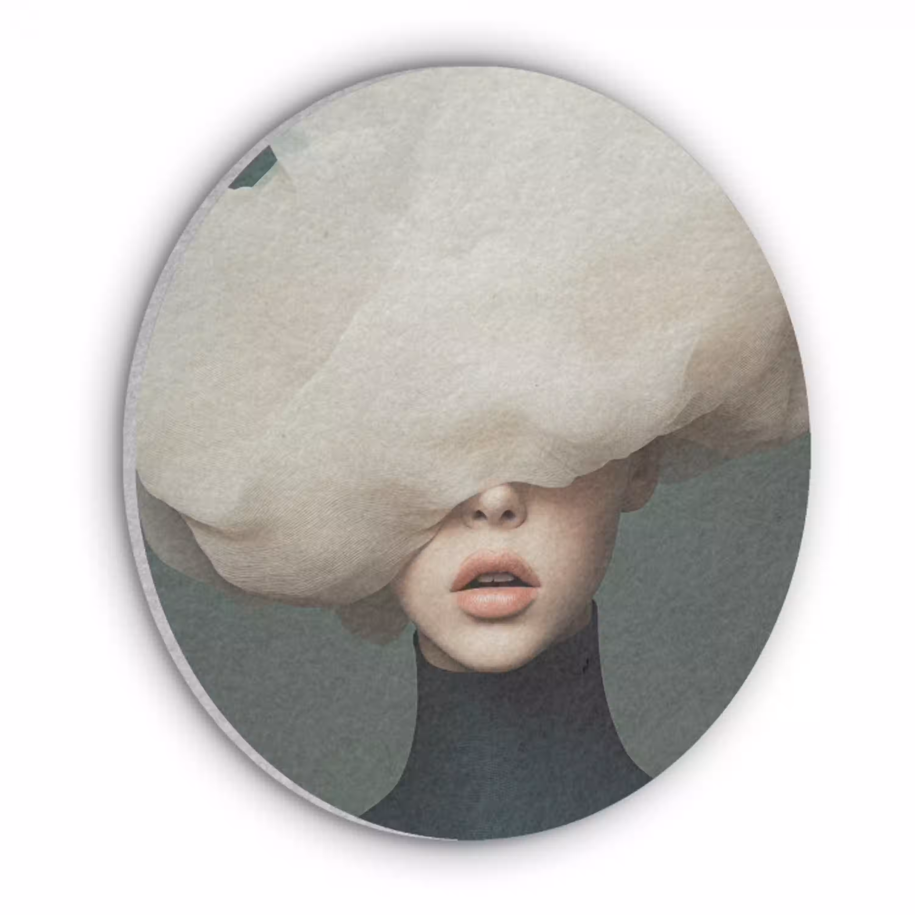 Hoed - Vrouw - Beige Akoestische PET Vilt - Rond klein -3d