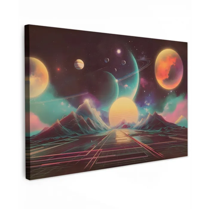 Planeten - Neon - Berglandschap - Zon canvas 2cm klein -z3d