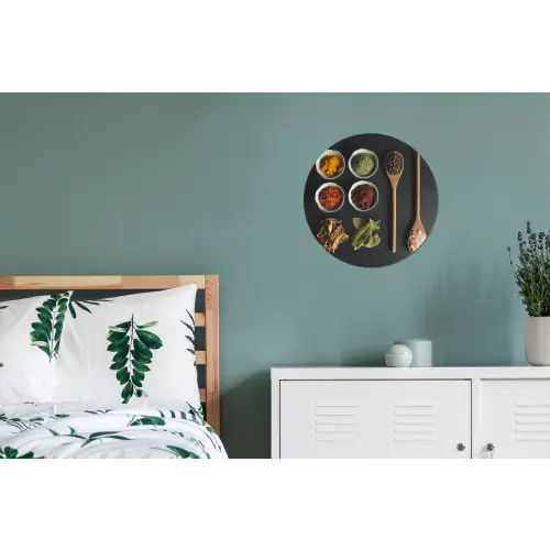 Pollepel - Specerijen - Kruiden - Groen - Bruin - Rustiek Wandcirkel aluminium klein -slaapkamer