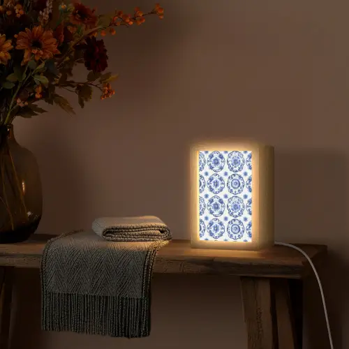 Sierborden - Bloemen - Blauw Light Box met kabel (Tafellamp) klein 925 -sfeer4