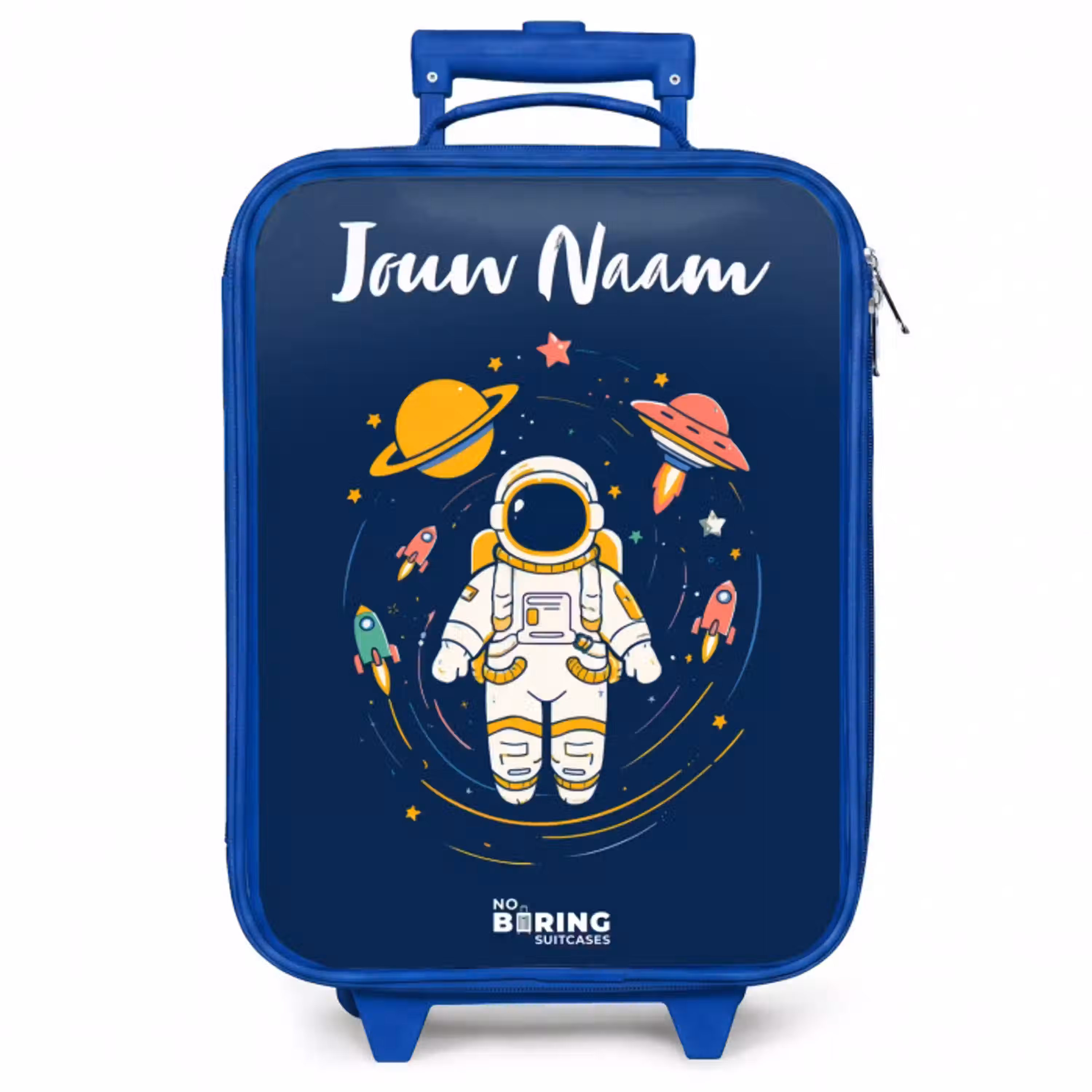 Astronaut - Planeet - Sterren - Raket Kinderkoffer - Blauw klein -zzz_website3d