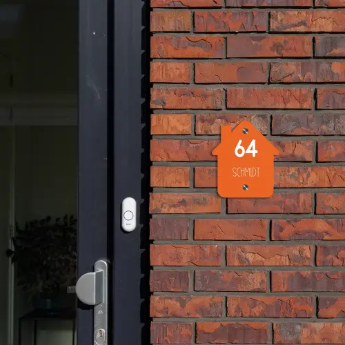 Oranje - Modern Naambord Huisje klein -sfeer2