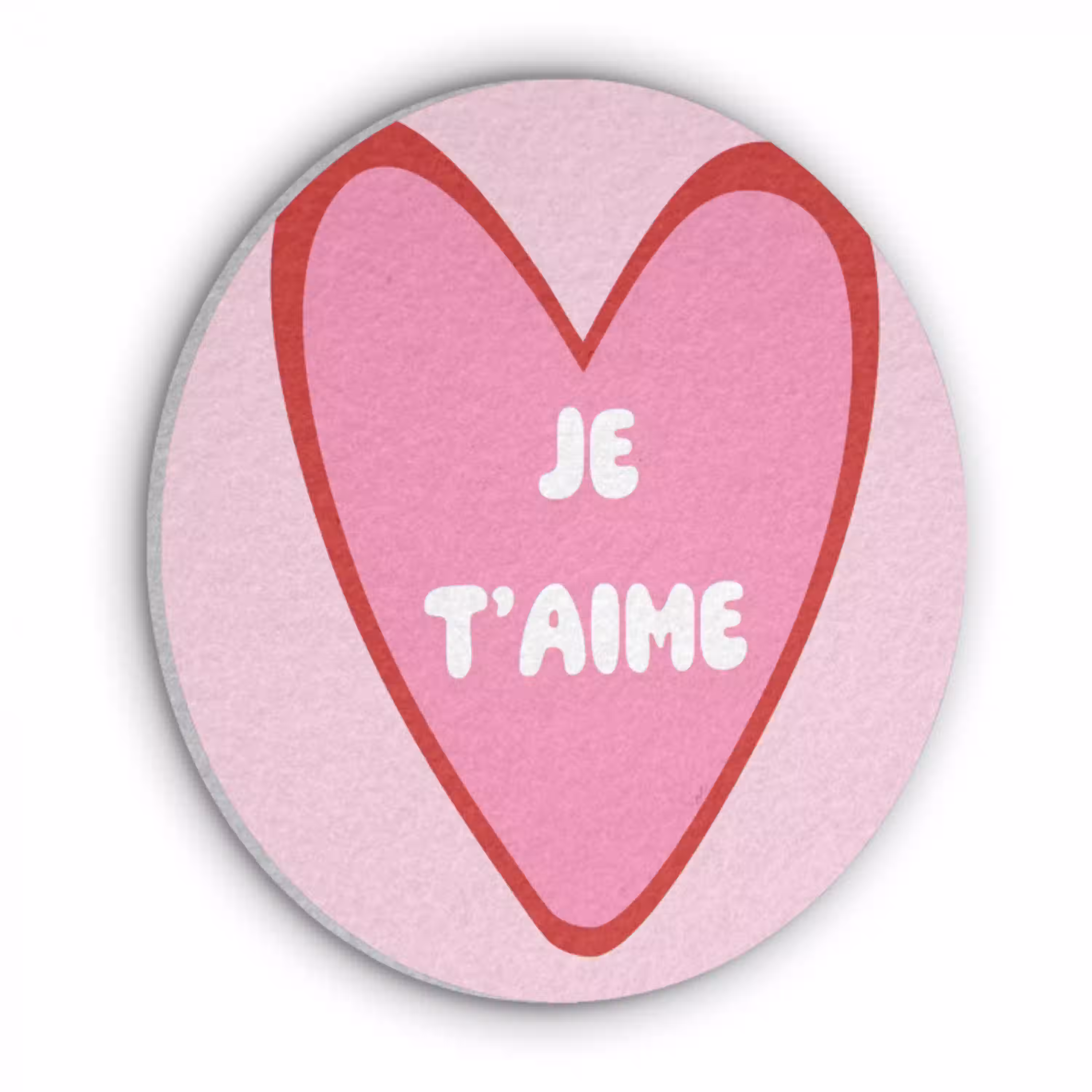 Hart - Frans - Valentijn - Roze Akoestische PET Vilt - Rond klein -3d