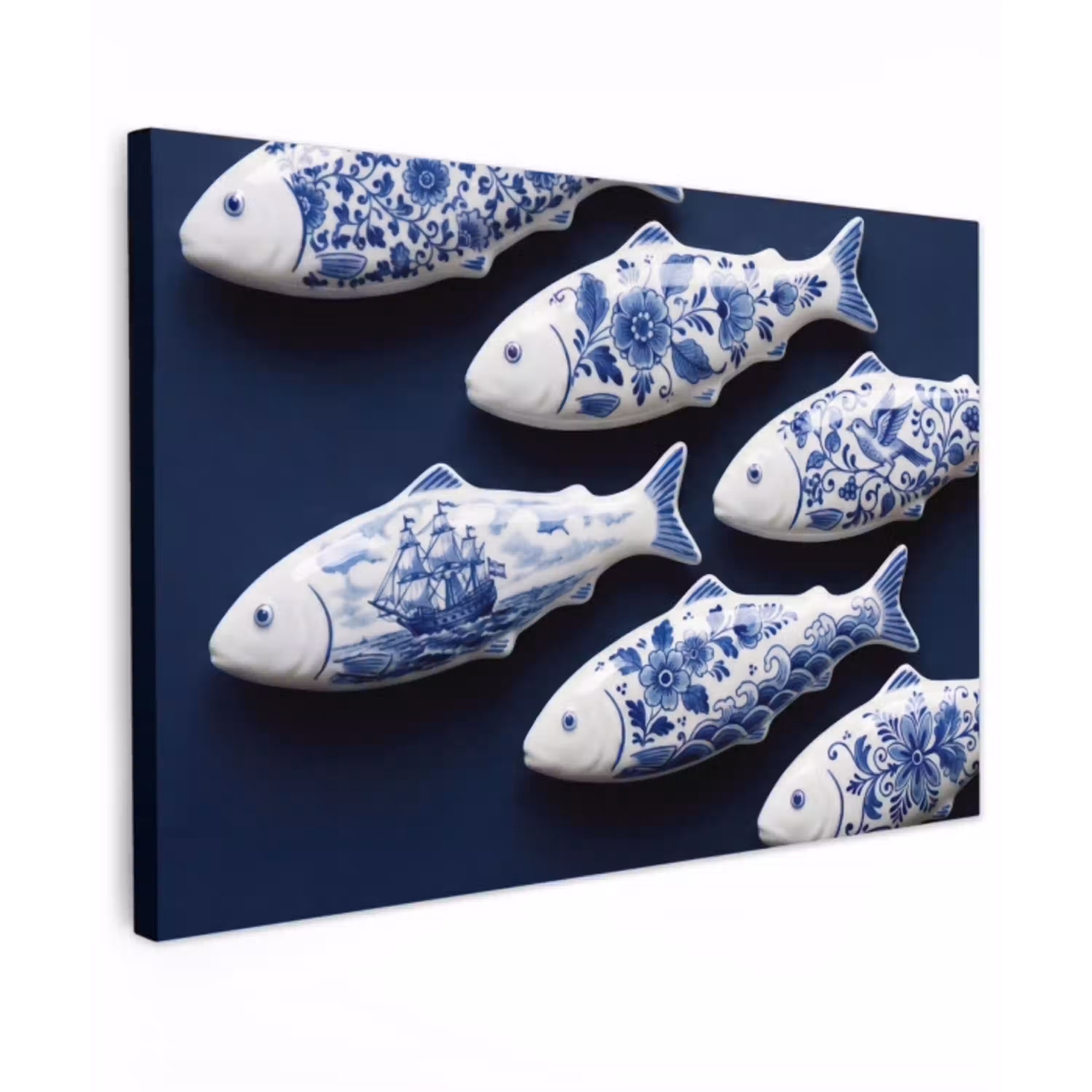 Vissen - Delfts - Blauw - Keramiek canvas 2cm klein -z3d