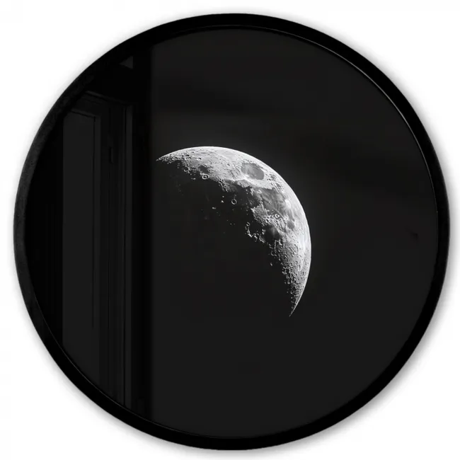 Maan - Hemel - Zwart - Schaduw Fotolijst rond zonder passe partout klein -3d