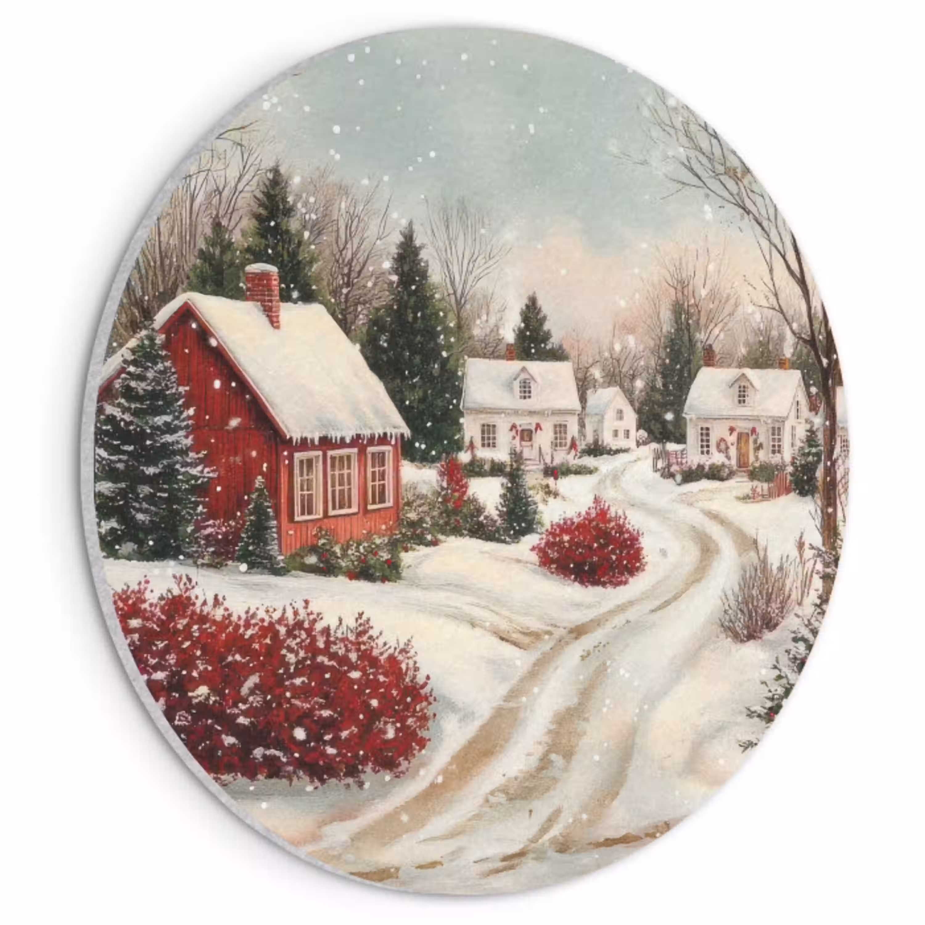 Kerstsfeer - Landelijk - Rood Akoestische PET Vilt - Rond klein -3d