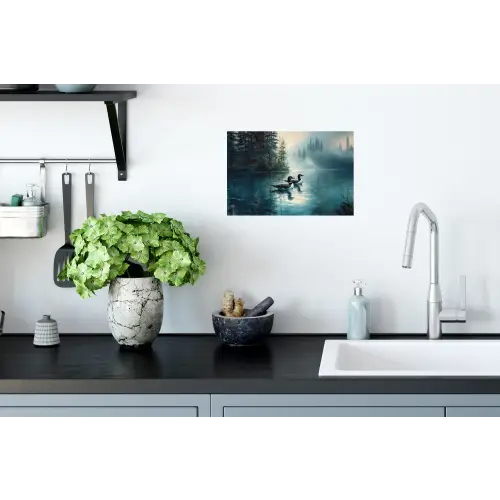 Bos - Water - Eenden - Mistig Muursticker klein -keuken