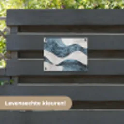 Lijnen - Golven - Abstract - Blauw tuinposter los doek klein -sfeer3