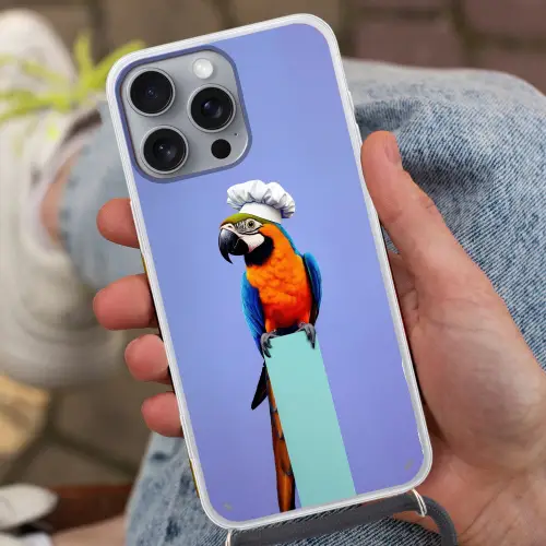 Papegaai - Koksmuts - Vogel - Leuk Hoesje iPhone 16 Pro Max met koord klein -sfeer3