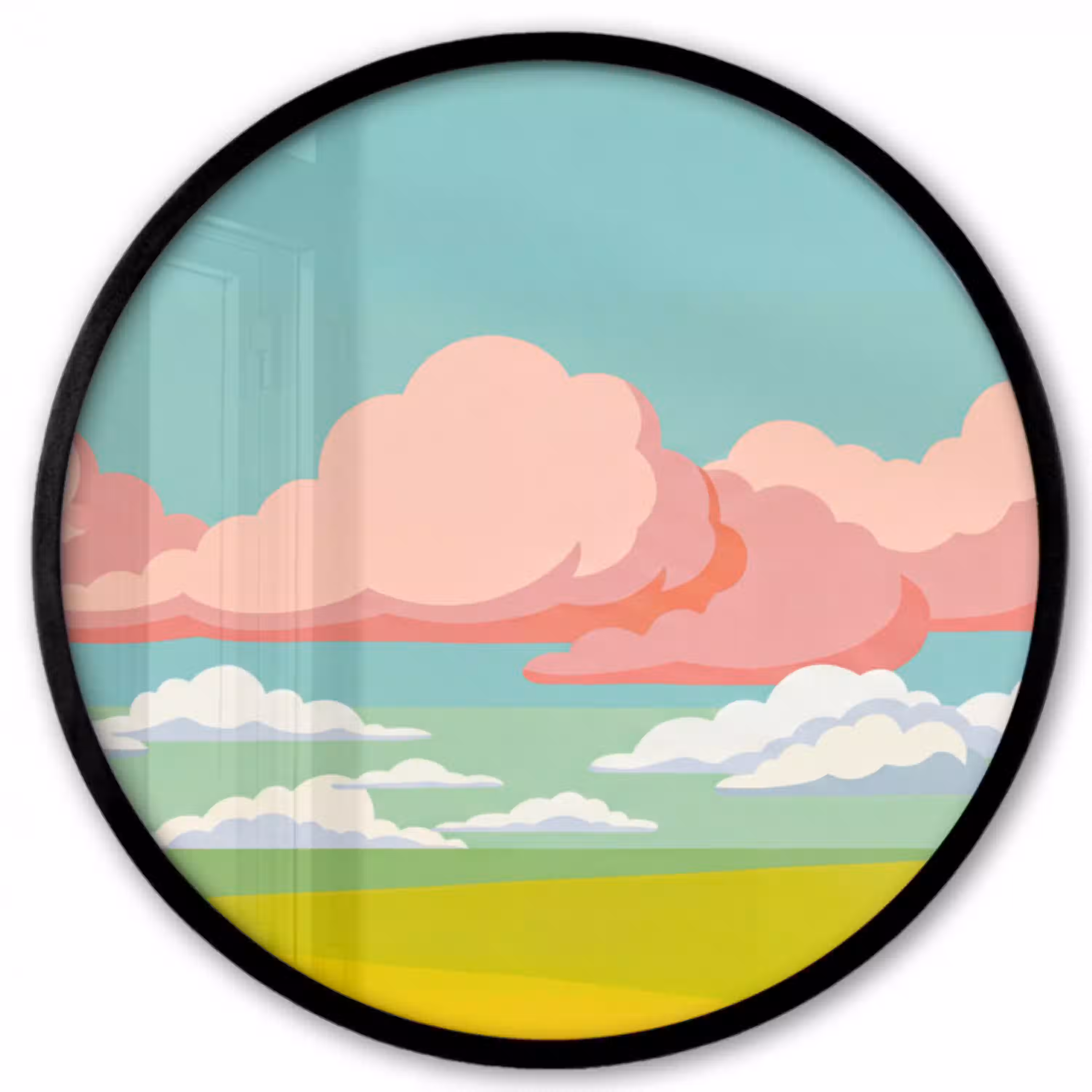 Wolken - Roze - Natuur - Modern - Pastel Fotolijst rond zonder passe partout klein -3d