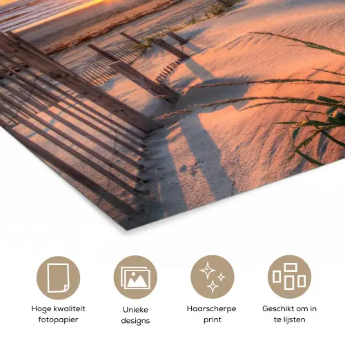 Strand - Zee - Duin - Zonsondergang - Landschap poster papier klein -closeup_NL