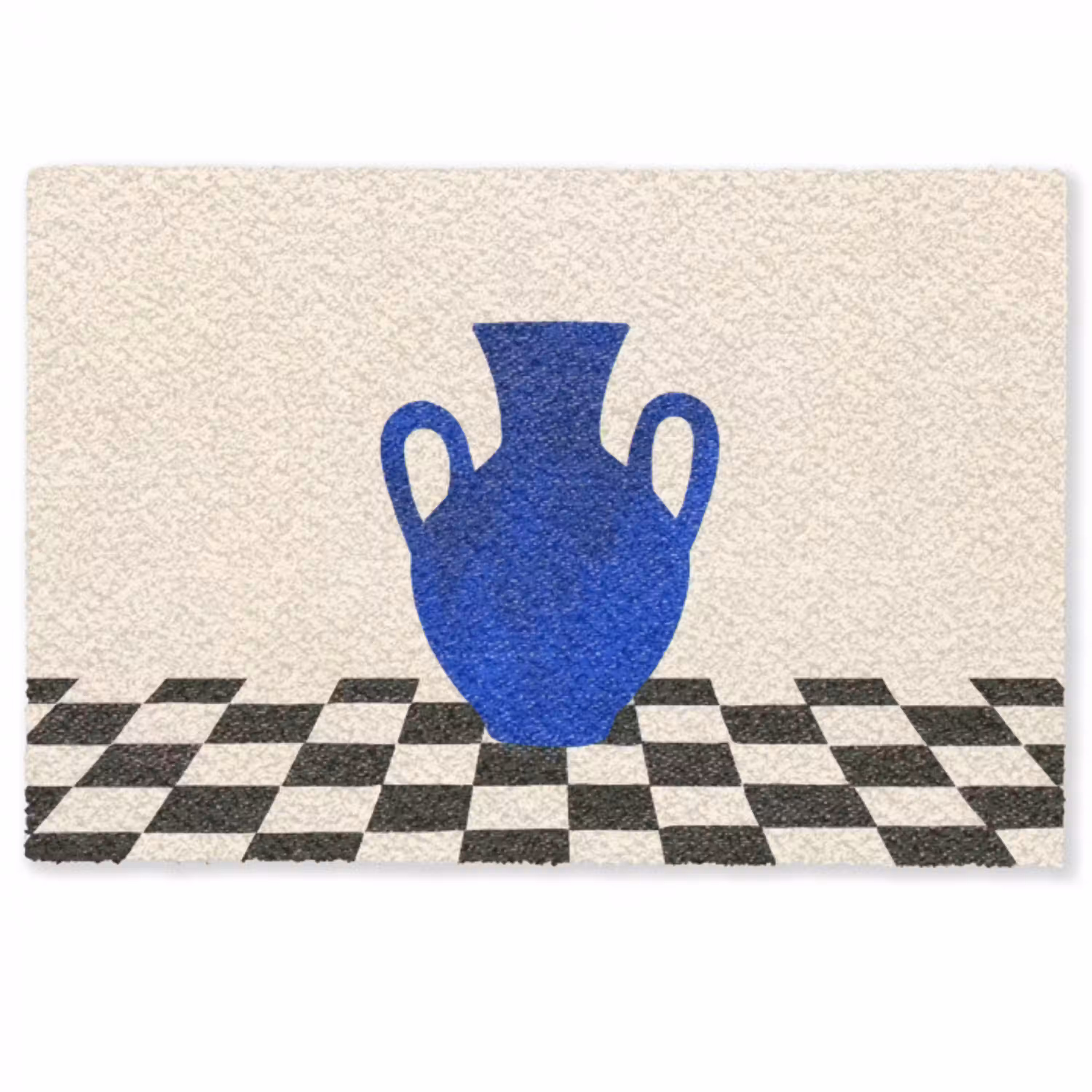 Vaas - Blauw - Geblokt - Modern Deurmat klein -zkaufland3d
