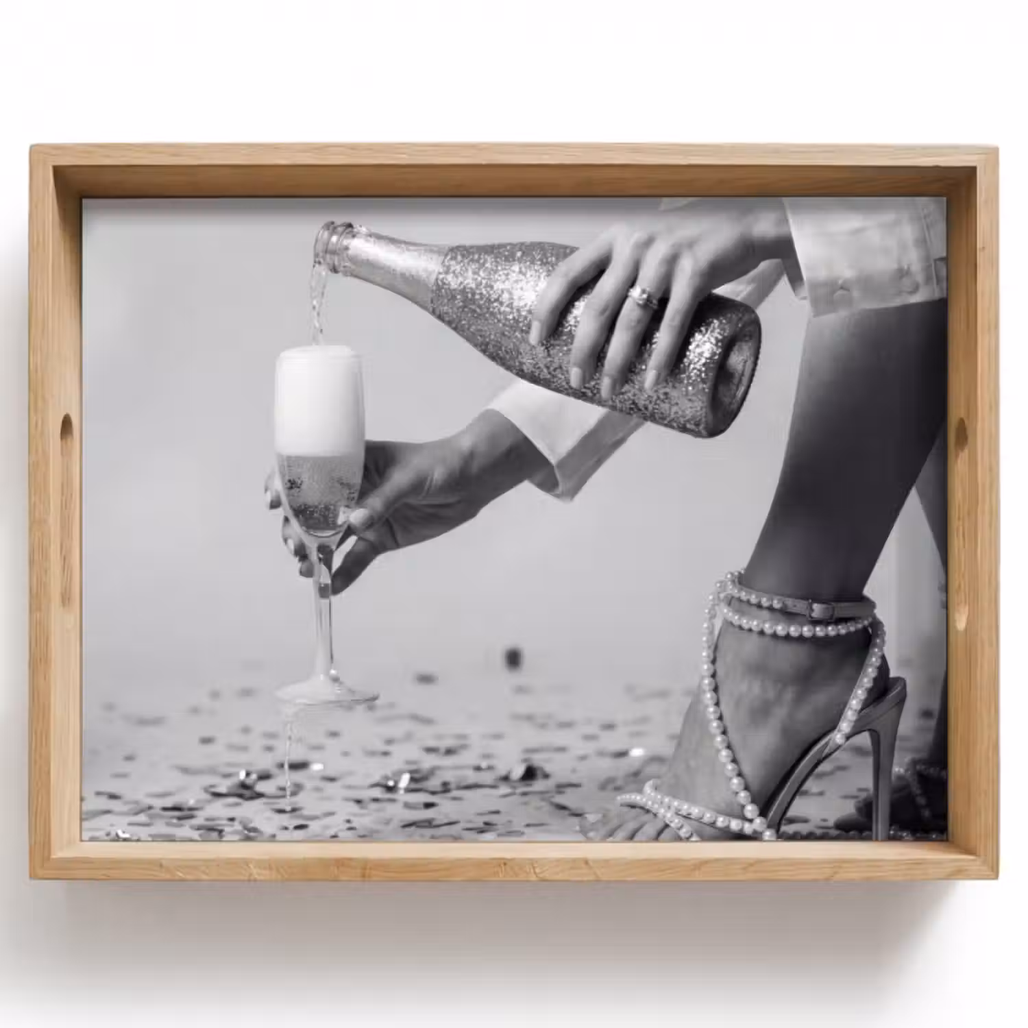 Tablett - Festlich - Champagner - Discokugel