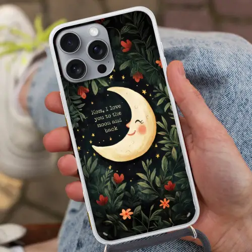 Maan - Quote - Bloemen - Sterren Hoesje iPhone 16 Pro Max met koord klein -sfeer3