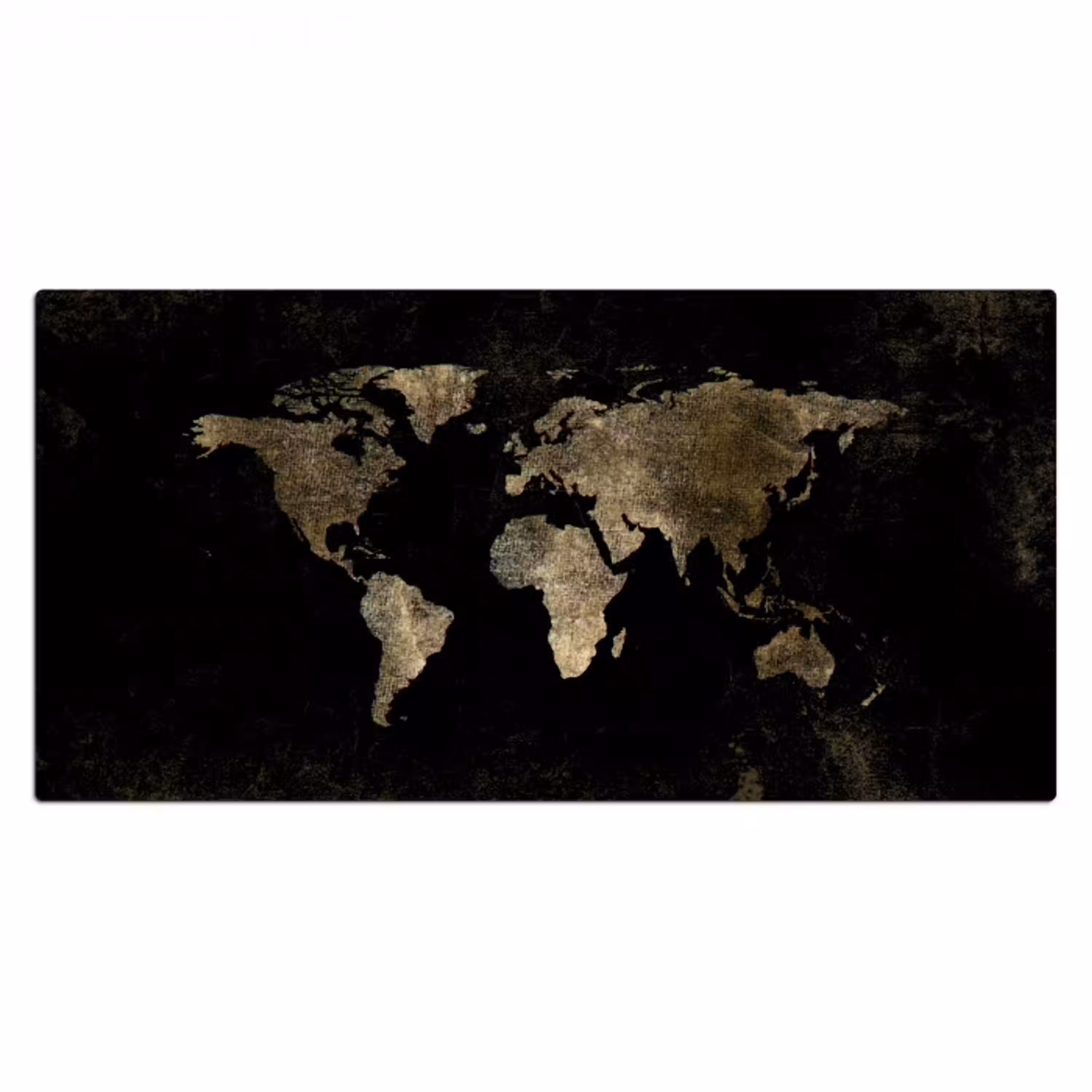 Wereldkaart - Zwart - Goud Muismat XXL klein -3d_leeg