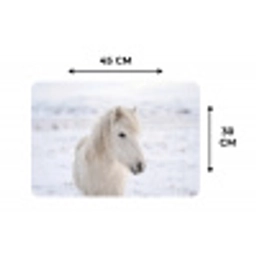 Paard - Kop - Winter - Dieren - Wit Placemat vinyl groot -specs