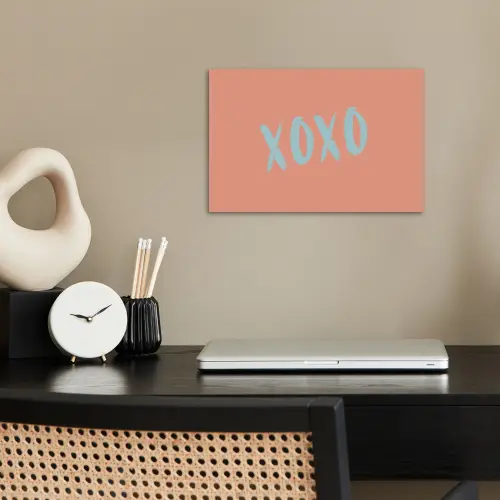 XOXO - Blauw - Perzikkleur poster papier klein -sfeer1