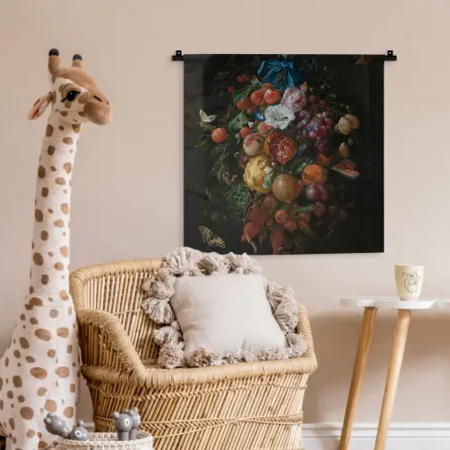Festoen van vruchten en bloemen - Schilderij van Jan Davidsz. de Heem Wandkleed katoen klein -wsfeer5_kind