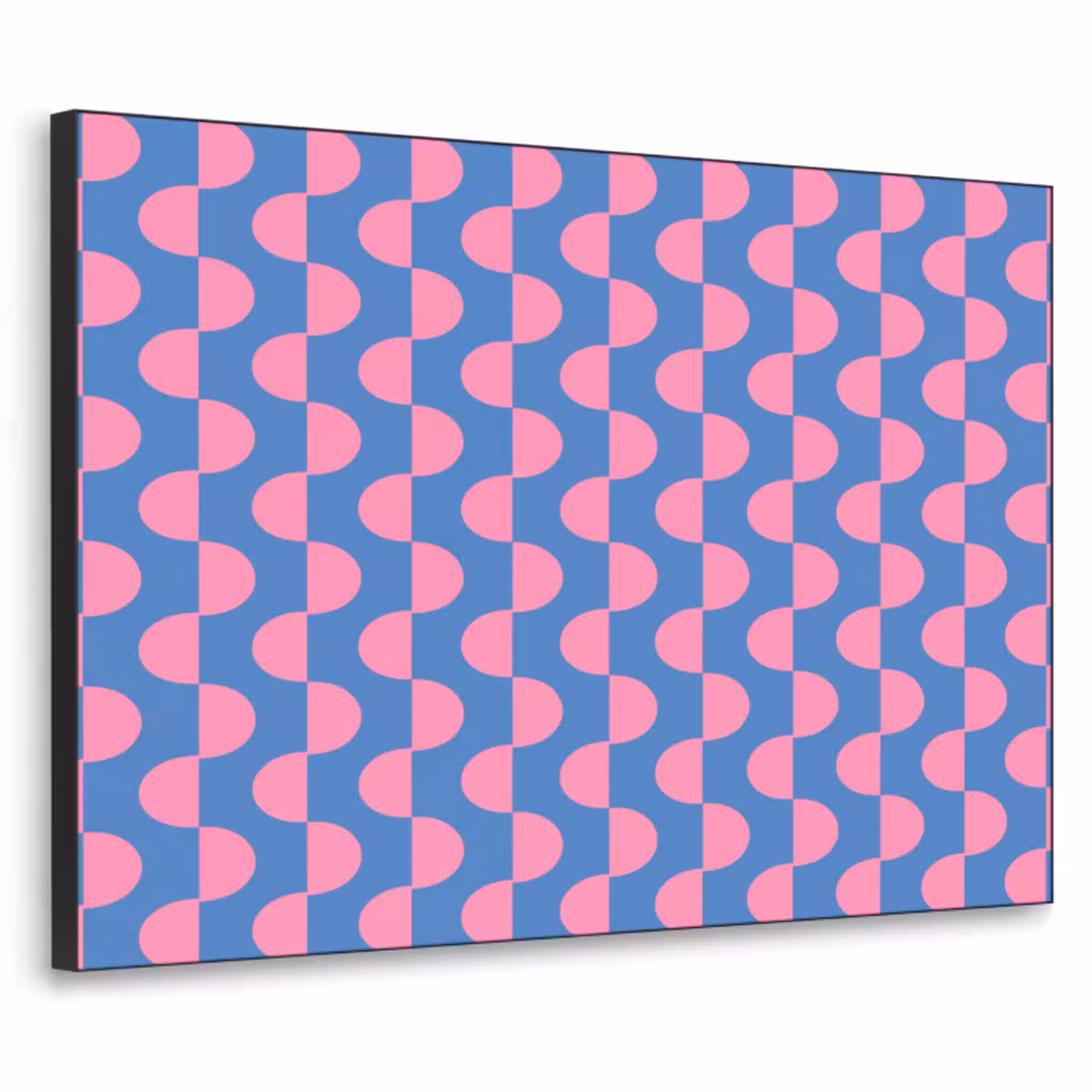 Patroon - Halve cirkels - Abstract - Modern - Roze - Blauw Textielframe zwart klein -3d