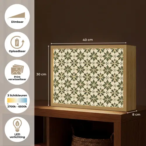 Tegel - Dessin - Groen Light Box met batterij (Wandlamp) middel 907 -USP_websiteoverzichtNL