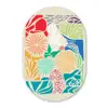 Kleurrijk - Abstract - Bloemen - Patronen Wandcirkel Ovaal Glas middel -3d